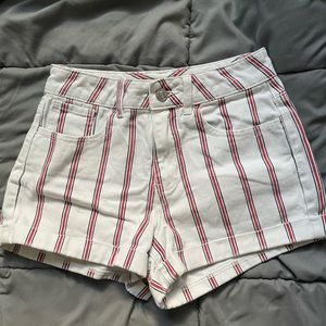 Red, white, and blue PacSun mom shorts